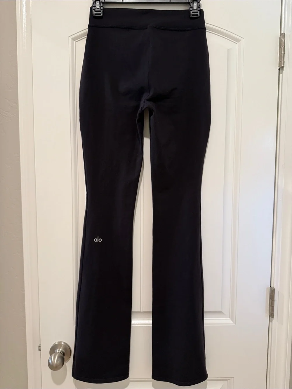 Alo Yoga Black High Waist Split Hem Flare Leggings
